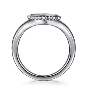 925 Sterling Silver Diamond Bujukan Paw Print Medallion Ladies Ring