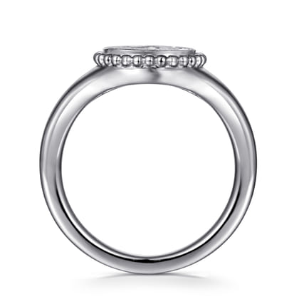 925 Sterling Silver Diamond Bujukan Paw Print Medallion Ladies Ring