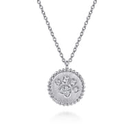 925 Sterling Silver Diamond Bujukan Paw Print Medallion Pendant Necklace