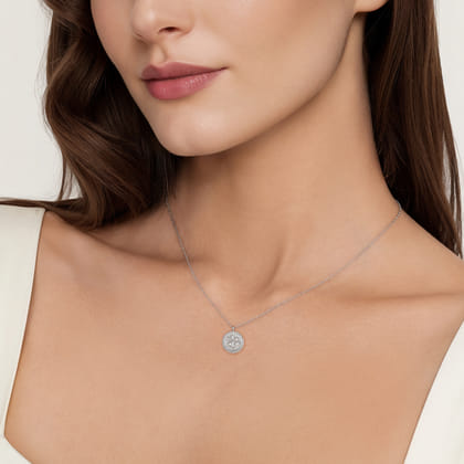 925 Sterling Silver Diamond Bujukan Paw Print Medallion Pendant Necklace