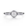 925 Sterling Silver Diamond Bujukan Pearl Ladies Ring - 0.05 ct