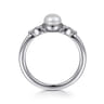 925 Sterling Silver Diamond Bujukan Pearl Ladies Ring - 0.05 ct