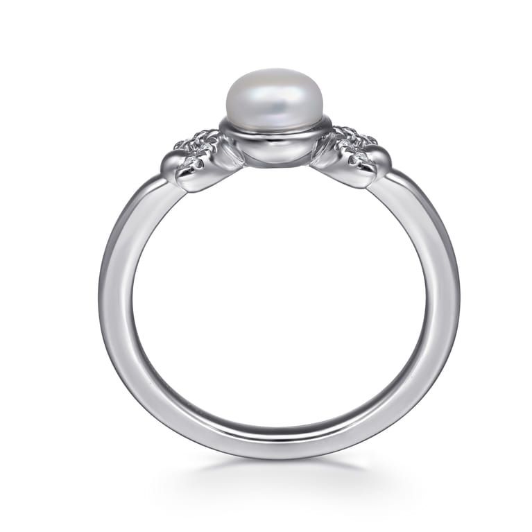 925 Sterling Silver Diamond Bujukan Pearl Ladies Ring - 0.05 ct - Shot 2