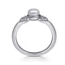 925 Sterling Silver Diamond Bujukan Pearl Ladies Ring - 0.05 ct