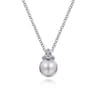925 Sterling Silver Diamond Bujukan Pearl Pendant Necklace - 0.02 ct