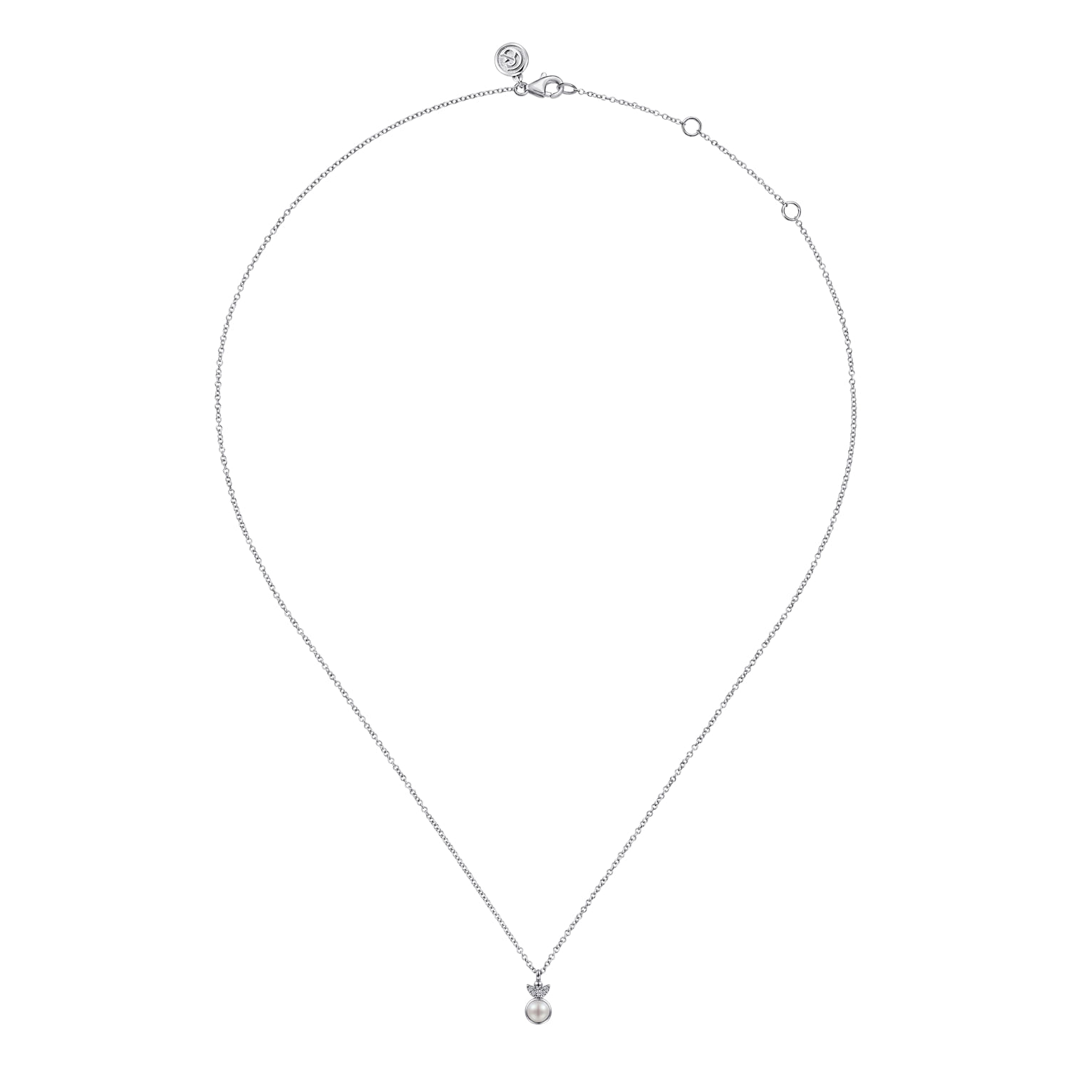 925 Sterling Silver Diamond Bujukan Pearl Pendant Necklace