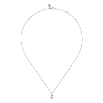 925 Sterling Silver Diamond Bujukan Pearl Pendant Necklace