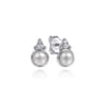 925 Sterling Silver Diamond Bujukan Pearl Stud Earrings - 0.05 ct