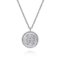 925 Sterling Silver Diamond Bujukan Pisces (Feb 19 - Mar 20)Zodiac Pendant Necklace