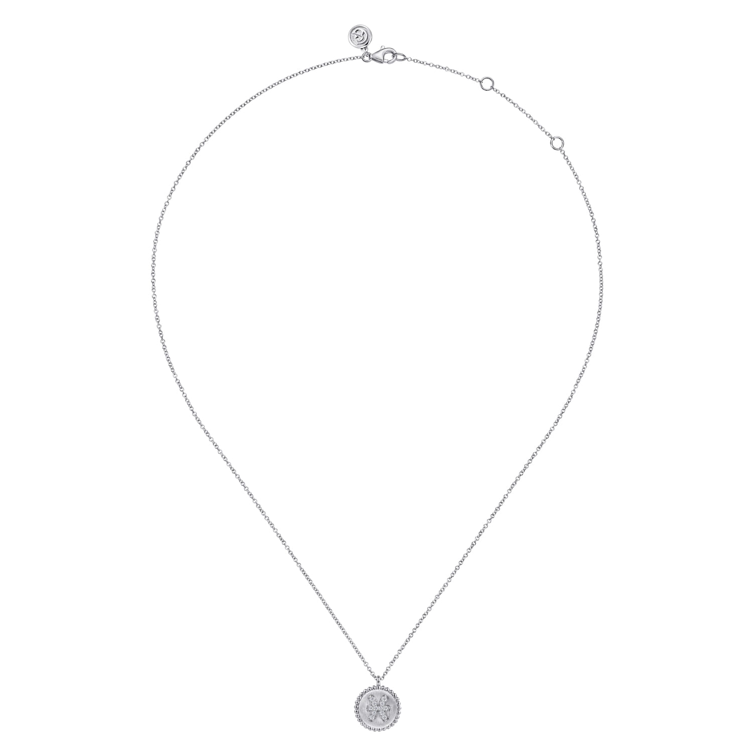 925 Sterling Silver Diamond Bujukan Pisces Feb 19 - Mar 20 Zodiac Pendant Necklace