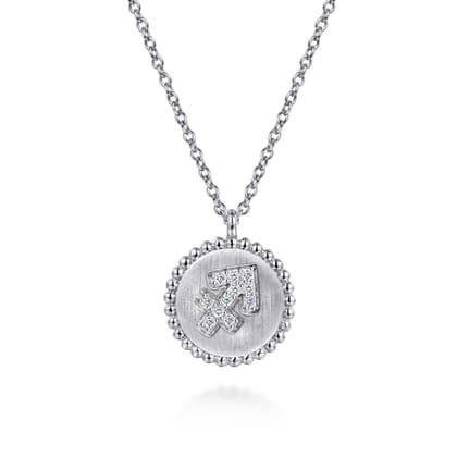 925 Sterling Silver Diamond Bujukan Sagittarius Nov 22 - Dec 21 Zodiac Pendant Necklace