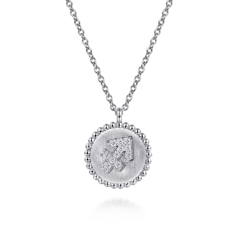 925 Sterling Silver Diamond Bujukan Sagittarius Nov 22 - Dec 21 Zodiac Pendant Necklace - 0.05 ct - Shot 1
