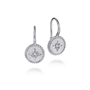 925 Sterling Silver Diamond Bujukan Starburst Medallion Earrings