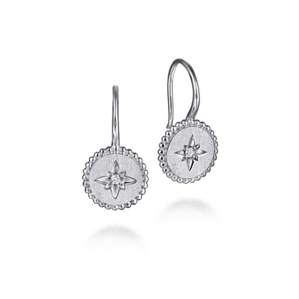 925 Sterling Silver Diamond Bujukan Starburst Medallion Earrings