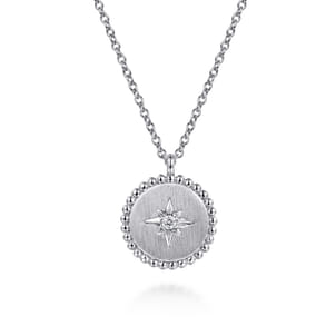 925 Sterling Silver Diamond Bujukan Starburst Medallion Pendant Necklace