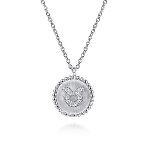 925 Sterling Silver Diamond Bujukan Taurus Apr 20 - May 20 Zodiac Pendant Necklace