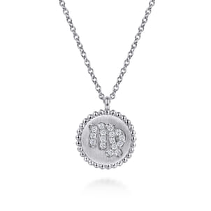925 Sterling Silver Diamond Bujukan Virgo Aug 23 - Sep 22 Zodiac Pendant Necklace