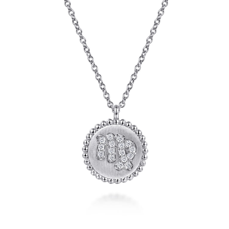 925 Sterling Silver Diamond Bujukan Virgo Aug 23 - Sep 22 Zodiac Pendant Necklace - 0.05 ct - Shot 1