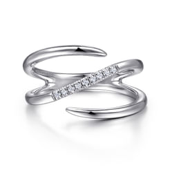 925 Sterling Silver Diamond Bypass Wrap Ring