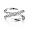 925 Sterling Silver Diamond Bypass Wrap Ring - 0.05 ct