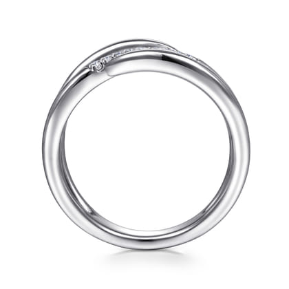 925 Sterling Silver Diamond Bypass Wrap Ring