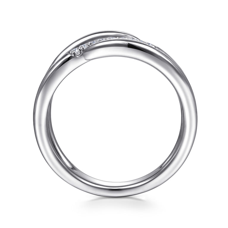 925 Sterling Silver Diamond Bypass Wrap Ring - 0.05 ct - Shot 2
