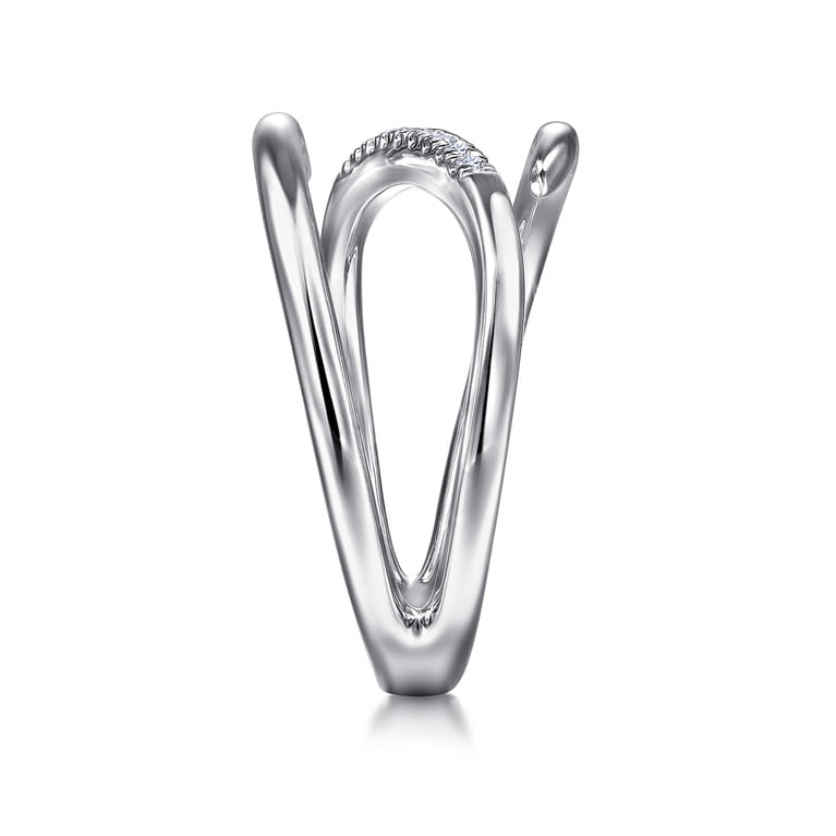 925 Sterling Silver Diamond Bypass Wrap Ring - 0.05 ct - Shot 4