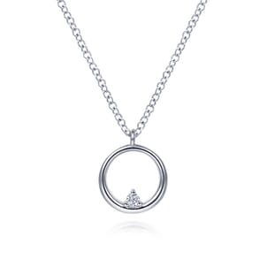 925 Sterling Silver Diamond Circle Pendant Necklace