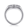 925 Sterling Silver Diamond Compass Signet Ring