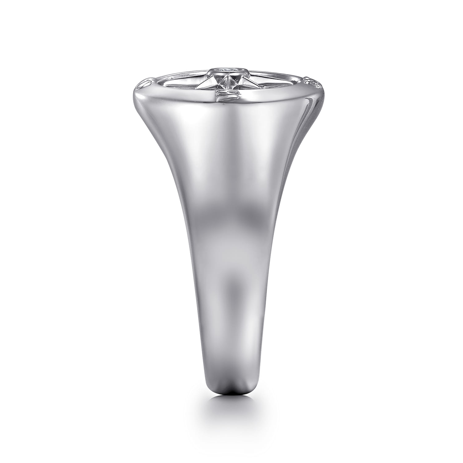 925 Sterling Silver Diamond Compass Signet Ring