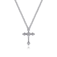 925 Sterling Silver Diamond Cross Pendant Necklace