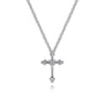 925 Sterling Silver Diamond Cross Pendant Necklace - 0.02 ct