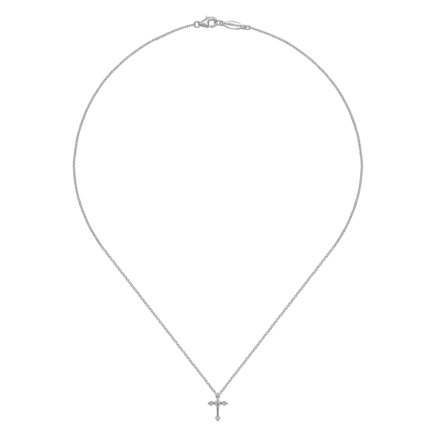 925 Sterling Silver Diamond Cross Pendant Necklace - 0.02 ct - Shot 2