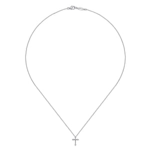 925 Sterling Silver Diamond Cross Pendant Necklace