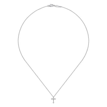 925 Sterling Silver Diamond Cross Pendant Necklace