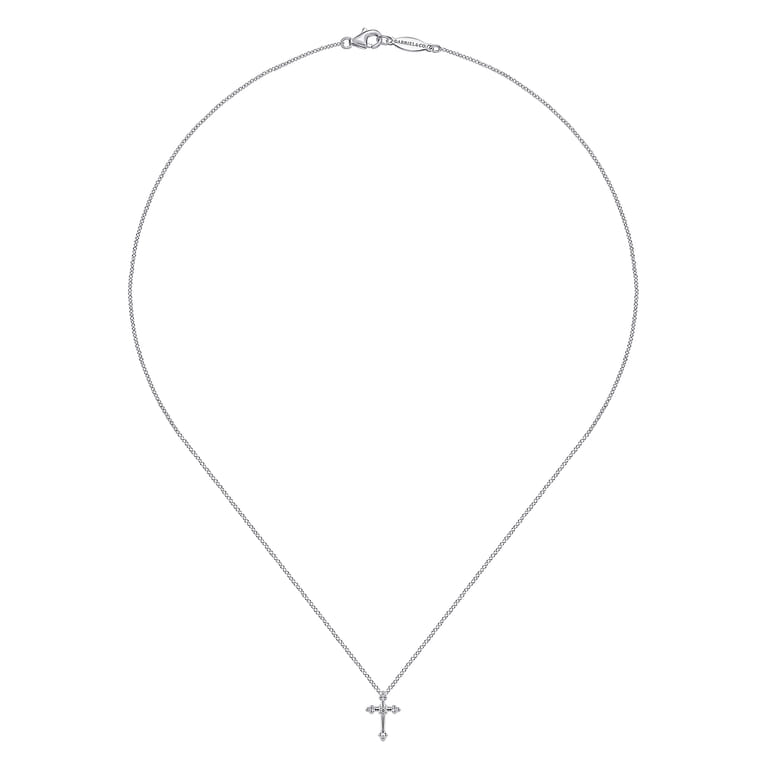 925 Sterling Silver Diamond Cross Pendant Necklace - 0.02 ct - Shot 2