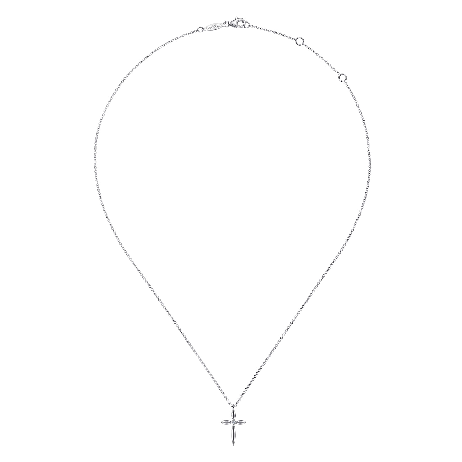 925 Sterling Silver Diamond Cross Pendant Necklace
