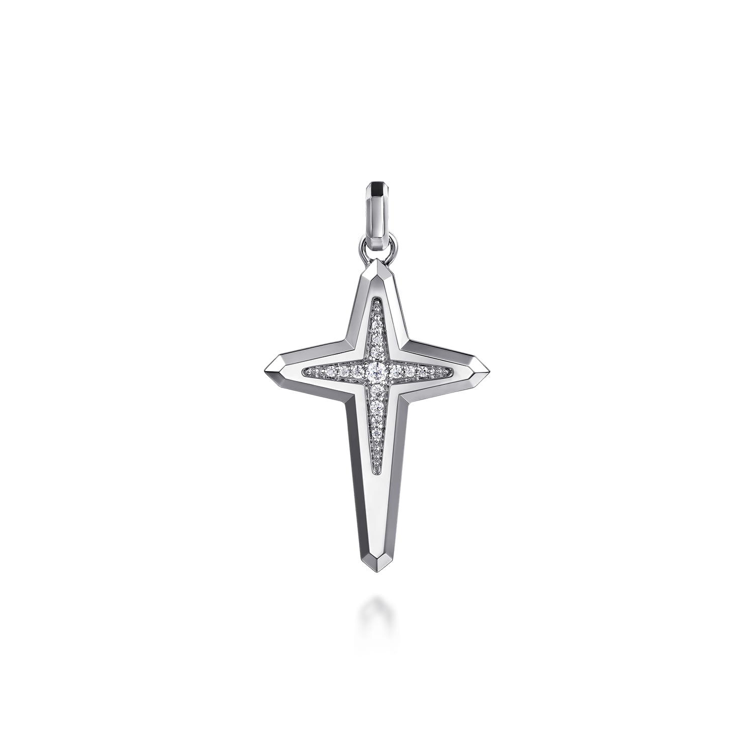 925 Sterling Silver Diamond Cross Pendant - 0.2 ct - Shot 1