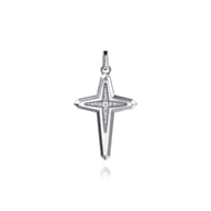 925 Sterling Silver Diamond Cross Pendant