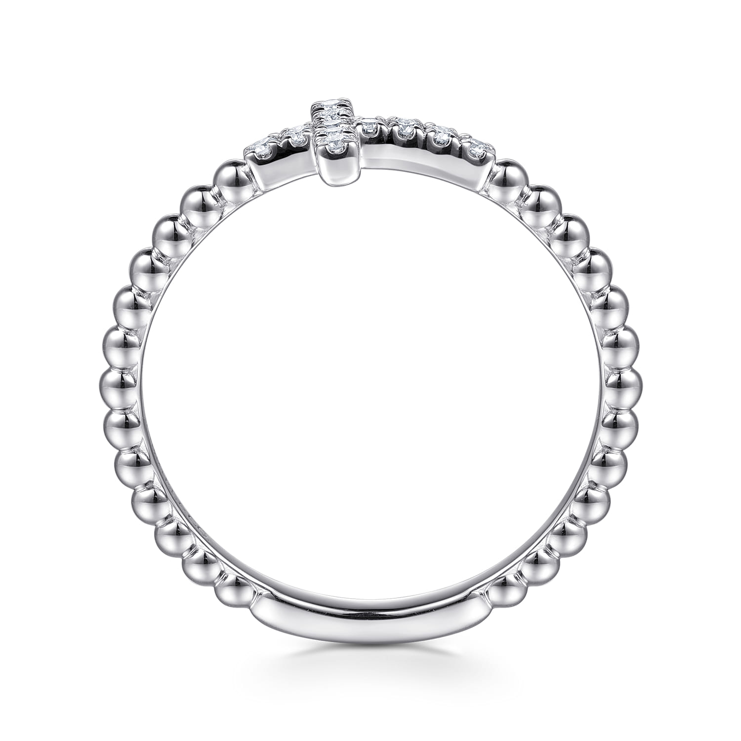 925 Sterling Silver Diamond Cross Stackable Ring - 0.07 ct - Shot 2