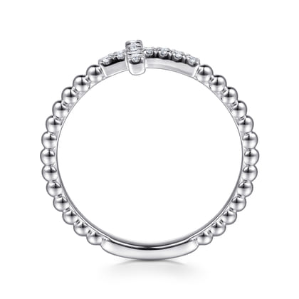 925 Sterling Silver Diamond Cross Stackable Ring