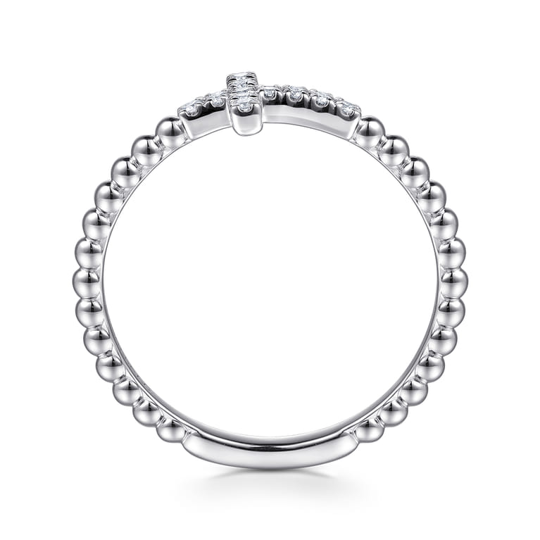 925 Sterling Silver Diamond Cross Stackable Ring - 0.07 ct - Shot 2