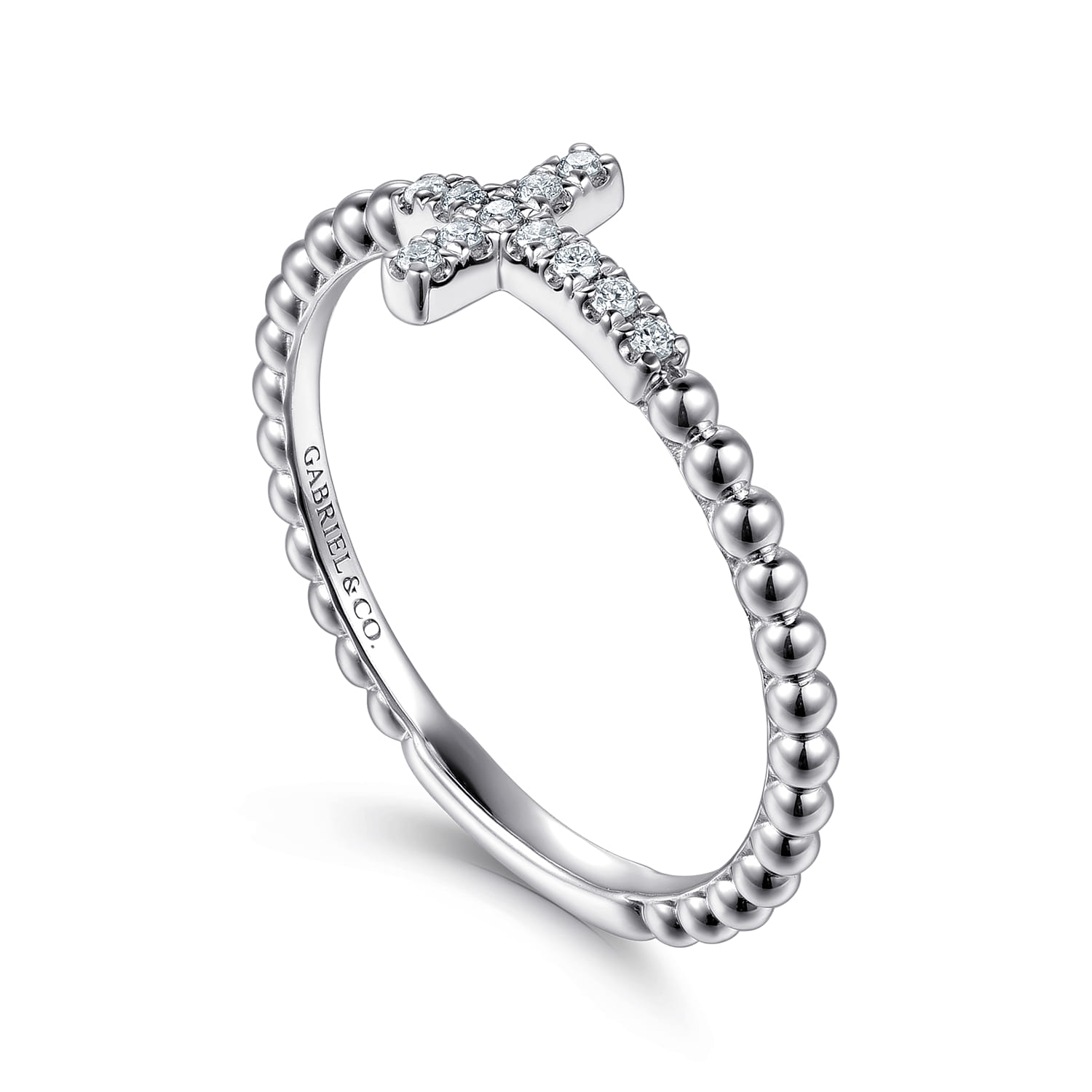 925 Sterling Silver Diamond Cross Stackable Ring - 0.07 ct - Shot 3