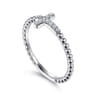 925 Sterling Silver Diamond Cross Stackable Ring - 0.07 ct