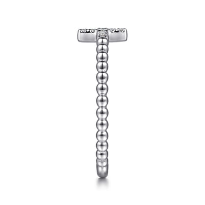 925 Sterling Silver Diamond Cross Stackable Ring