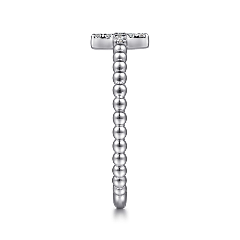925 Sterling Silver Diamond Cross Stackable Ring - 0.07 ct - Shot 4