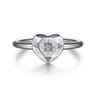925 Sterling Silver Diamond Cut Heart Ladies Ring - 0.01 ct