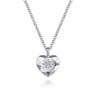 925 Sterling Silver Diamond Cut Heart Pendant Necklace - 0.01 ct