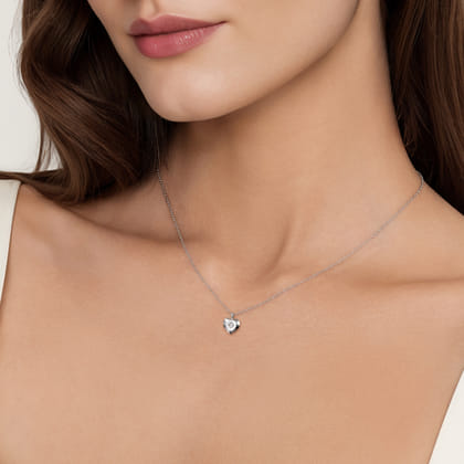 925 Sterling Silver Diamond Cut Heart Pendant Necklace