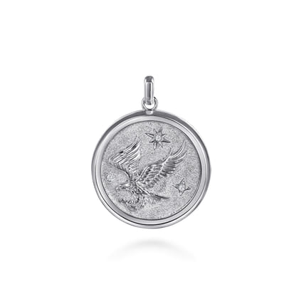 925 Sterling Silver Diamond Eagle Medallion Pendant